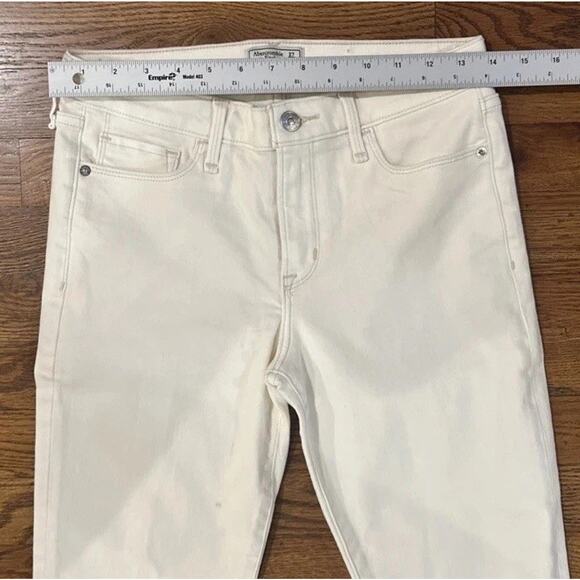 Abercrombie & Fitch Jeans Womens Cream 27/4R Harper Super Skinny Distressed - Picture 6 of 12
